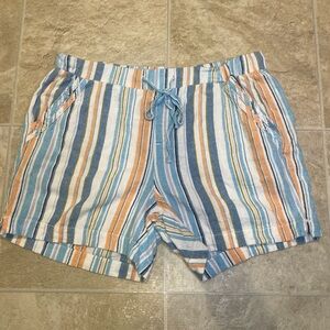 Briggs Linen Blend Pull-On Shorts Women’s Size L Striped